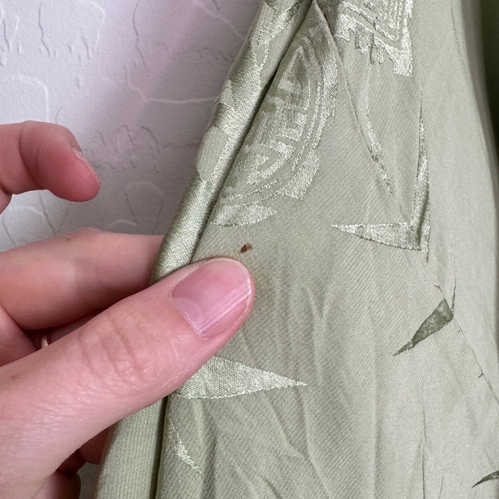 Old Shanghai Womens 100% Silk Kimono Robe OS Green Good Bamboo Jacquard Long - Picture 10 of 13